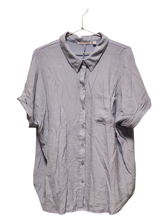 Notations Tops - Notations Women's Pale Blue Short-Sleeve Button Shirt 2X